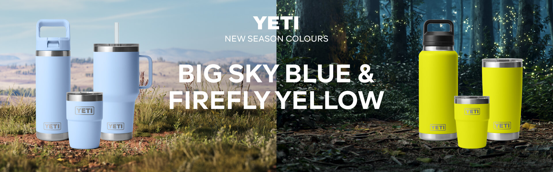 YETI NEW SEASON COLOURS - BIG SKY BLUE & FIREFLY YELLOW